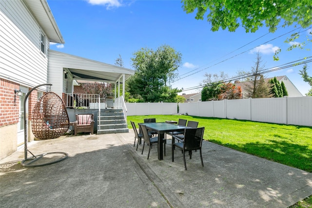 view of patio featuring outdoor dining area