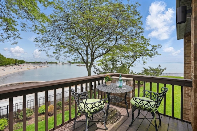 16 Waters Edge Unit 16, Rye, NY 10580 - wooden deck with a water view and a yard