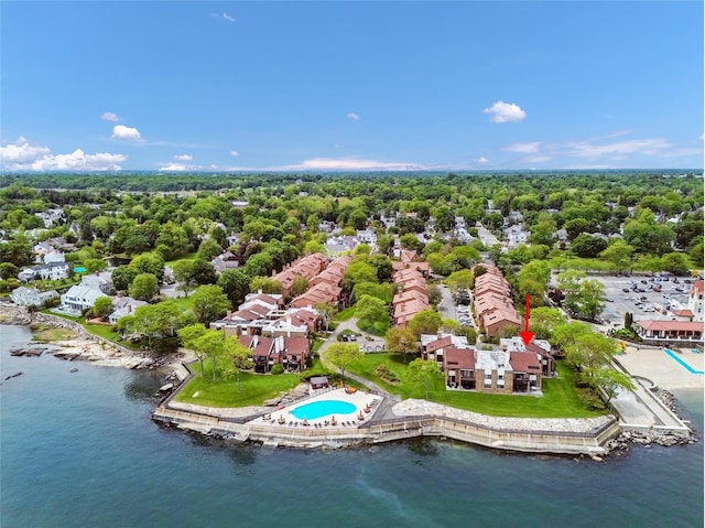 16 Waters Edge Unit 16, Rye, NY 10580 - aerial view of residential area with a pool area and a nearby body of water