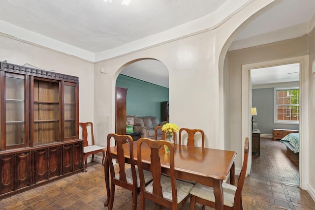 117-01 Park Ln S Unit C 1F, Kew Gardens, NY 11418 - dining area with arched walkways and baseboards
