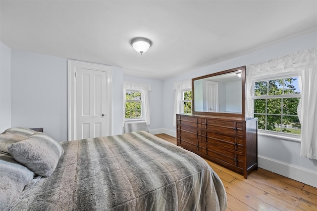 70 Willow Ln, New Windsor, NY 12553 - bedroom with baseboards, light wood-type flooring, radiator heating unit, and a closet