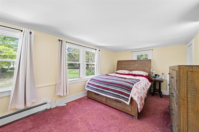 180-184 Pine Tree Rd, Monroe, NY 10950 - carpeted bedroom with a baseboard heating unit, multiple windows, and baseboards