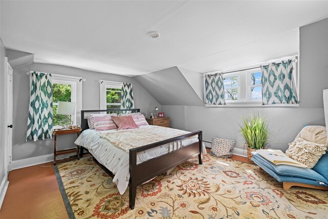180-184 Pine Tree Rd, Monroe, NY 10950 - bedroom with baseboards, vaulted ceiling, and wood finished floors