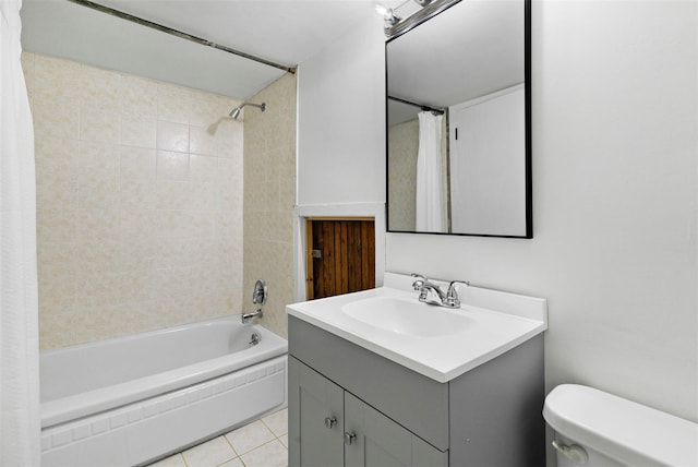 42 Campwoods Rd, Ossining, NY 10562 - bathroom featuring vanity, shower / tub combo with curtain, tile patterned floors, and toilet