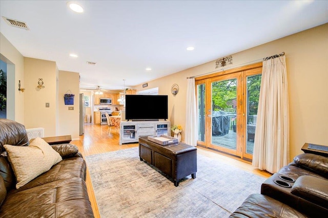 7 Cambridge Cir, Monroe, NY 10950 - living room with light wood-style floors, recessed lighting, and ceiling fan