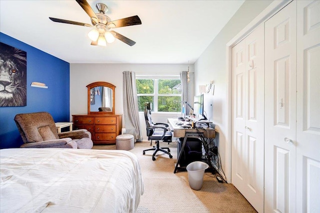 7 Cambridge Cir, Monroe, NY 10950 - carpeted bedroom featuring an office area, a closet, and a ceiling fan
