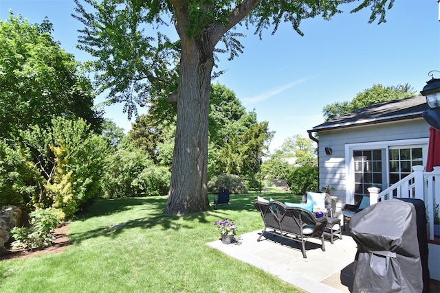 953 Peace St, Pelham, NY 10803 - view of grassy yard featuring a patio area and an outdoor living space