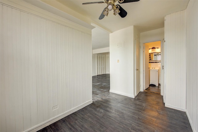 3901 Nostrand Ave Unit 3T, Brooklyn, NY 11235 - spare room featuring ceiling fan, dark wood-style floors, and baseboards