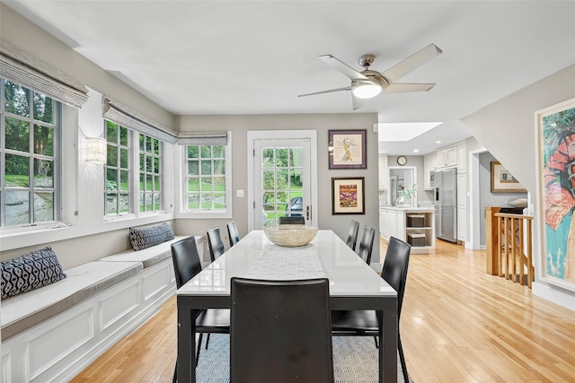 3 Briar Close Rd, Larchmont, NY 10538 - dining area featuring light wood finished floors, ceiling fan, and plenty of natural light
