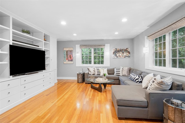 3 Briar Close Rd, Larchmont, NY 10538 - living area featuring light wood-style floors, recessed lighting, and baseboards