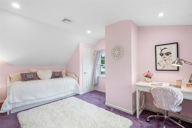 3 Briar Close Rd, Larchmont, NY 10538 - bedroom with vaulted ceiling, carpet, an office area, baseboards, and recessed lighting