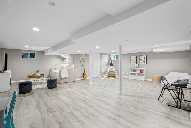 3 Briar Close Rd, Larchmont, NY 10538 - below grade area with baseboards, wood finished floors, and recessed lighting