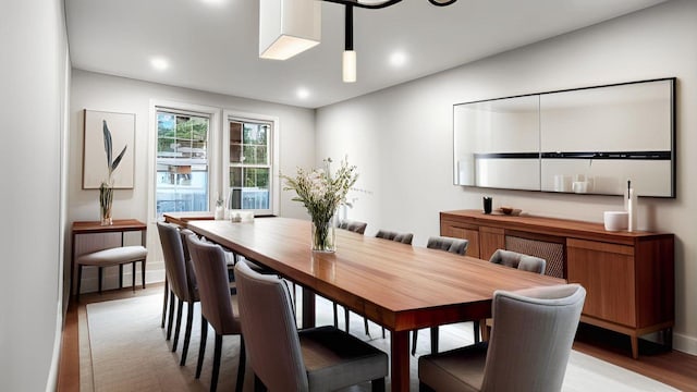 455 E 40th St, Brooklyn, NY 11203 - dining space with light wood-style flooring, recessed lighting, and baseboards