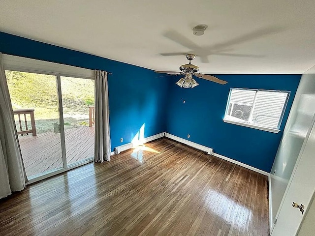 102 Maple St, Croton-On-Hudson, NY 10520 - spare room featuring a ceiling fan, wood finished floors, baseboards, and a baseboard heating unit