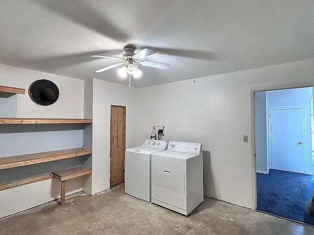 102 Maple St, Croton-On-Hudson, NY 10520 - washroom with washing machine and clothes dryer and a ceiling fan
