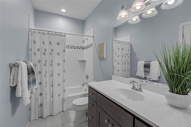 27 Lager Ln, Patchogue, NY 11772 - full bathroom featuring vanity, toilet, tile patterned flooring, and shower / bath combo