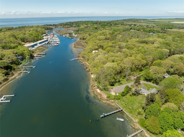 1015 Knollwood Ln, Mattituck, NY 11952 - aerial view of property and surrounding area with a nearby body of water and a forest