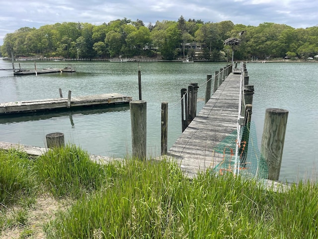 1015 Knollwood Ln, Mattituck, NY 11952 - dock area featuring a water view and a wooded view