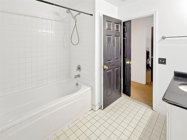 5705 Boulder Way, Wappingers Falls, NY 12590 - bathroom featuring bathtub / shower combination, tile patterned flooring, vanity, and baseboards
