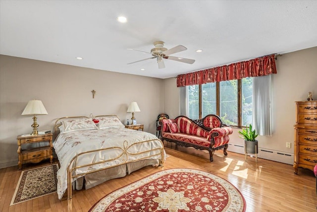 2957 214th Pl, Bayside, NY 11360 - bedroom with hardwood / wood-style floors, ceiling fan, and recessed lighting