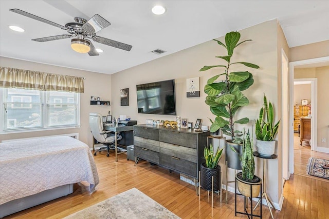 2957 214th Pl, Bayside, NY 11360 - bedroom featuring wood finished floors, recessed lighting, baseboards, and ceiling fan