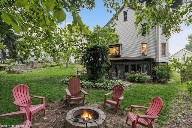 24 John St, Beacon, NY 12508 - view of green lawn featuring a fire pit