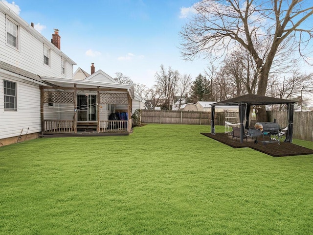 view of yard with a gazebo and a patio