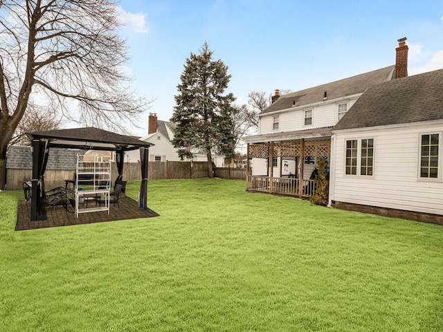 view of yard with a gazebo and a patio area
