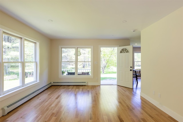 1531 Glasco Tpke, Saugerties, NY 12498 - spare room featuring a baseboard heating unit, light wood-style floors, and baseboards