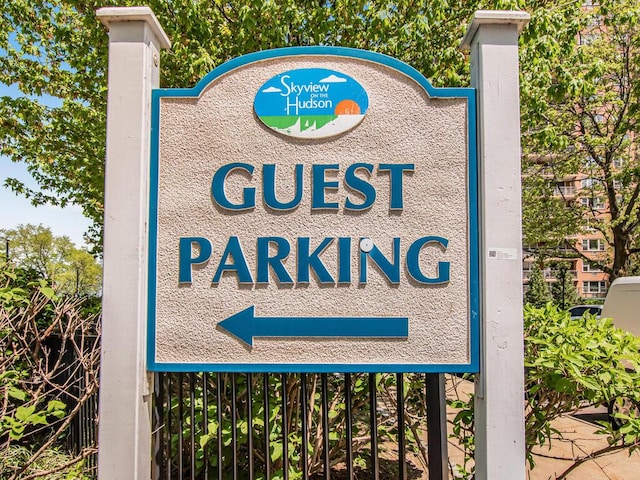 view of community sign