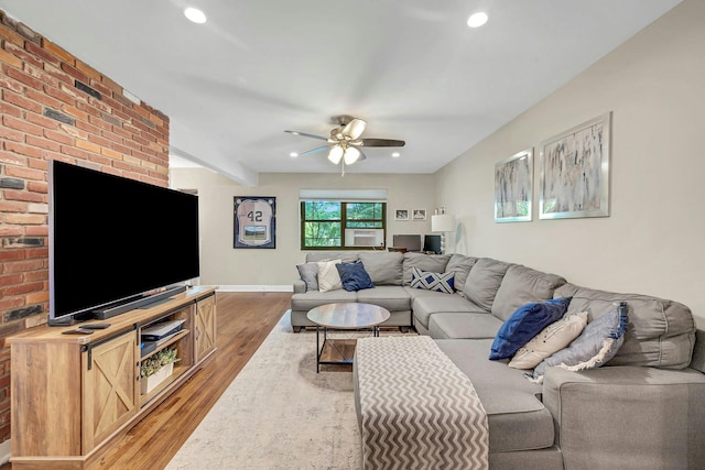 15 Manchester Rd Unit 2L, Eastchester, NY 10709 - living room with light wood-type flooring, ceiling fan, recessed lighting, and cooling unit