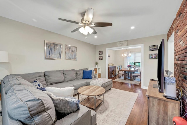 15 Manchester Rd Unit 2L, Eastchester, NY 10709 - living area featuring a chandelier, dark wood finished floors, a ceiling fan, and recessed lighting