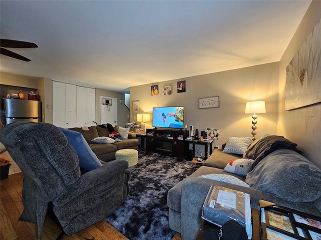 3 Allan Park Mews, Middletown, NY 10940 - living area with wood-type flooring and ceiling fan