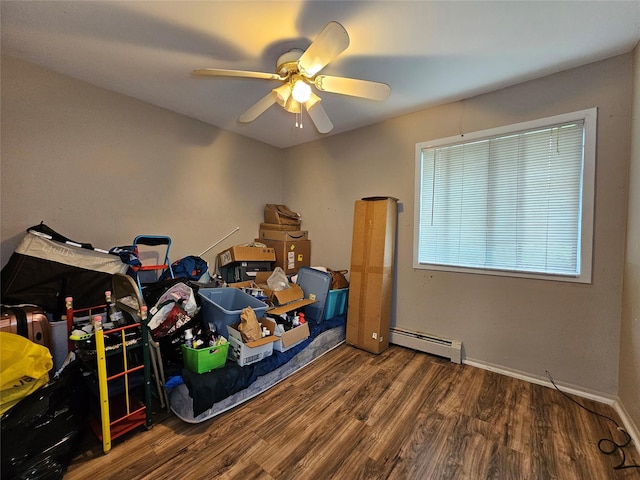 3 Allan Park Mews, Middletown, NY 10940 - spare room featuring a baseboard heating unit, wood finished floors, ceiling fan, and baseboards