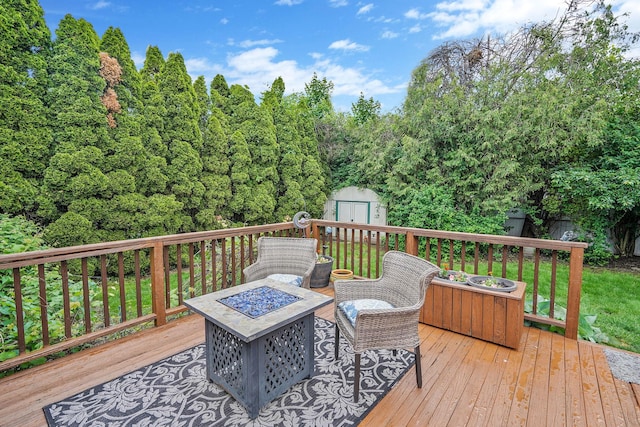 27 Amby Ave, Plainview, NY 11803 - deck with an outdoor fire pit