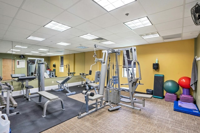 30 Julia Cir, Middle Island, NY 11953 - workout area featuring baseboards and a paneled ceiling