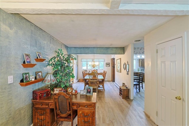 198 Dillon Rd, Monticello, NY 12701 - office space featuring light wood-style flooring and a chandelier