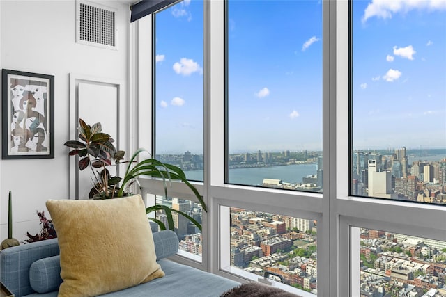 detailed view of a view of city and a water view