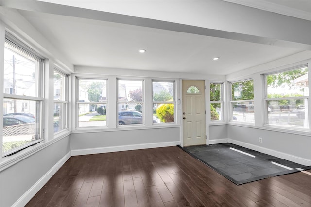 119-64 177th St, Saint Albans, NY 11434 - unfurnished sunroom with baseboards, hardwood / wood-style flooring, and recessed lighting