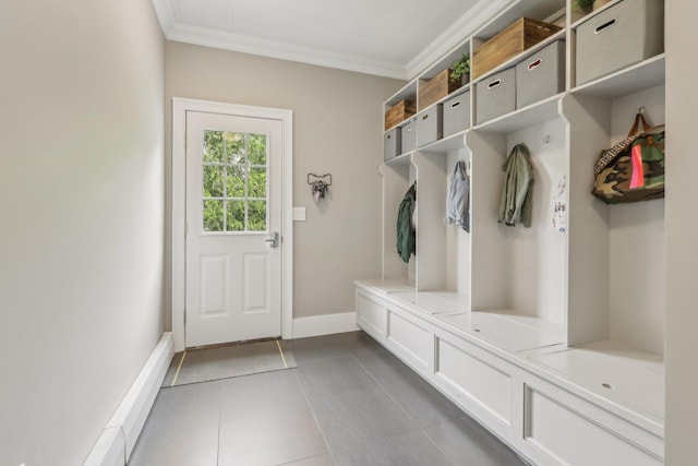 6 Murphy Ct, Blauvelt, NY 10913 - mudroom featuring crown molding, tile patterned flooring, and baseboards