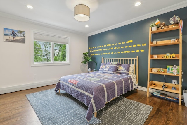 6 Murphy Ct, Blauvelt, NY 10913 - bedroom with ornamental molding, baseboards, wood finished floors, and recessed lighting