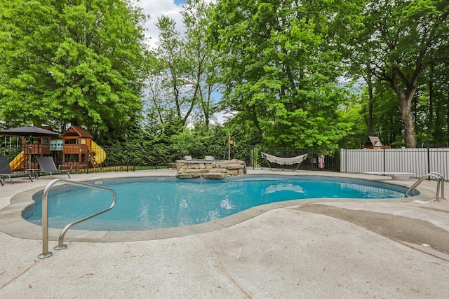 6 Murphy Ct, Blauvelt, NY 10913 - view of pool with fence, a playground, and a patio
