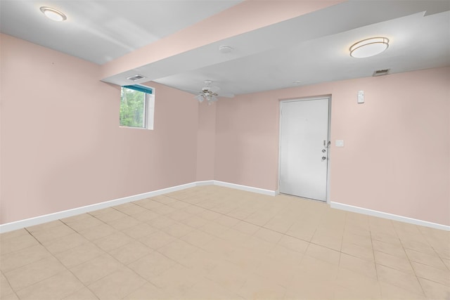 15 Oakhurst St, Huntington Station, NY 11746 - below grade area featuring baseboards and a ceiling fan