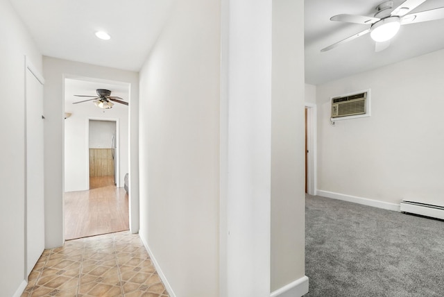53 Howard St, Mount Vernon, NY 10550 - hall featuring a wall unit AC, recessed lighting, and baseboards