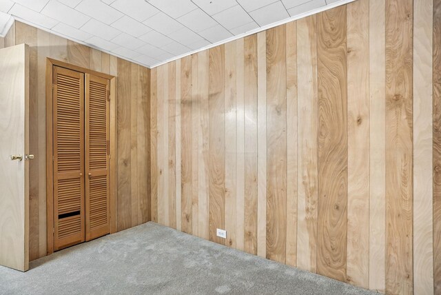 53 Howard St, Mount Vernon, NY 10550 - unfurnished bedroom featuring carpet, a closet, and wooden walls