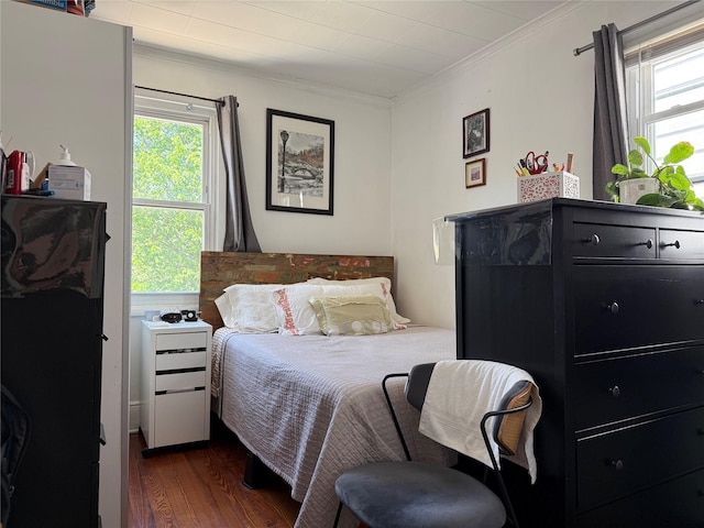 69-11 58th Rd, Maspeth, NY 11378 - bedroom with crown molding and dark wood-style floors