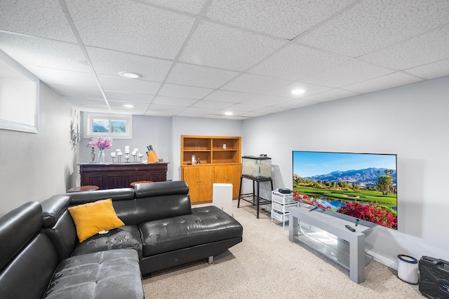 2944 Tulip Ave, Baldwin, NY 11510 - carpeted living area featuring recessed lighting and a paneled ceiling