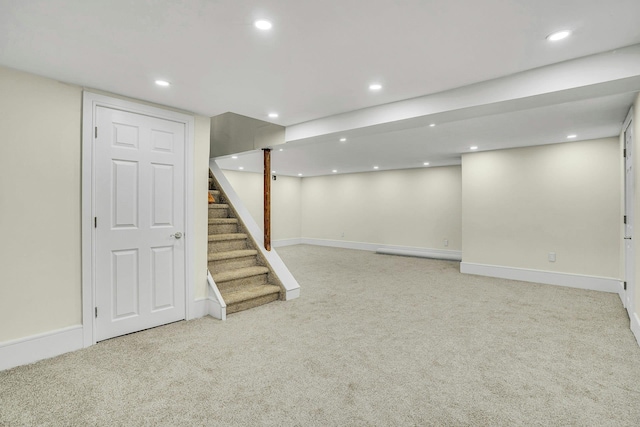 7 Mcculloch Dr, Dix Hills, NY 11746 - finished basement with carpet, stairs, recessed lighting, and baseboards