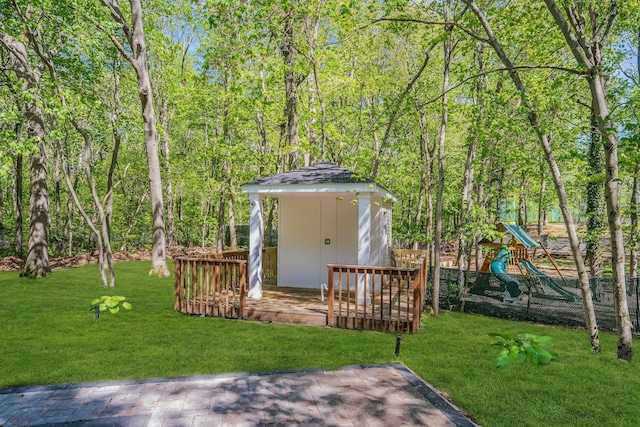 7 Mcculloch Dr, Dix Hills, NY 11746 - view of yard with a playground, a gazebo, and a deck