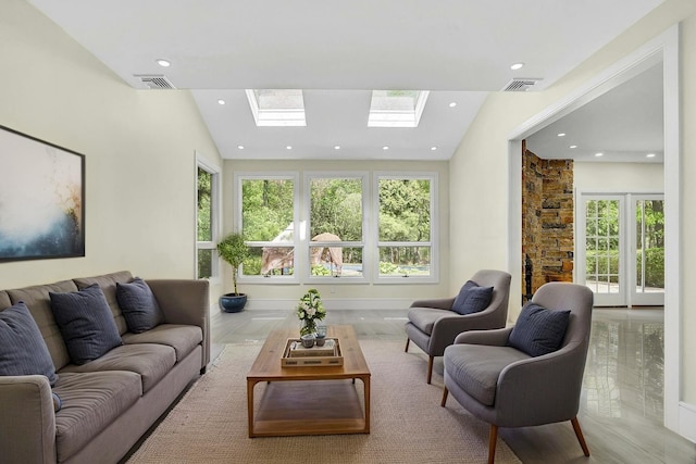 7 Mcculloch Dr, Dix Hills, NY 11746 - living room with a skylight, recessed lighting, and vaulted ceiling